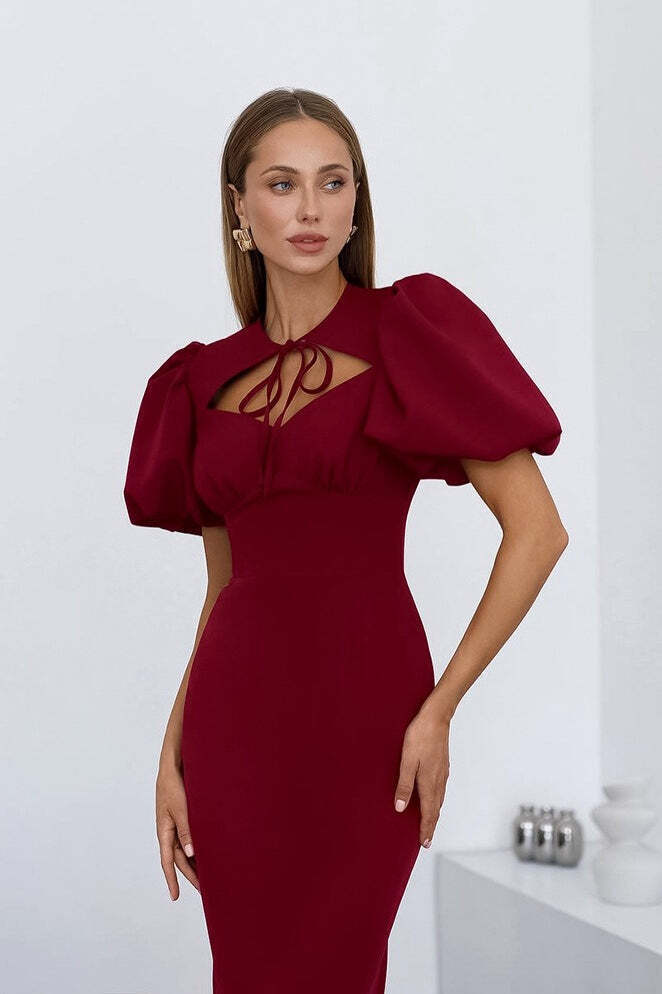Elegant Sexy Puff Sleeve Bodycon Maxi Dress Elegant Sexy Puff Sleeve Bodycon Maxi Dress
