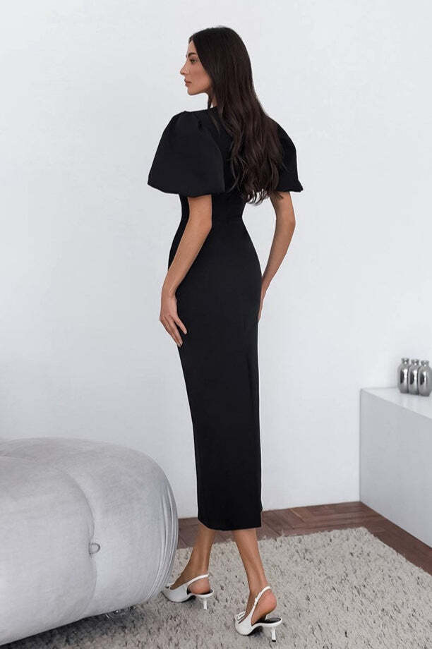 Elegant Sexy Puff Sleeve Bodycon Maxi Dress Elegant Sexy Puff Sleeve Bodycon Maxi Dress