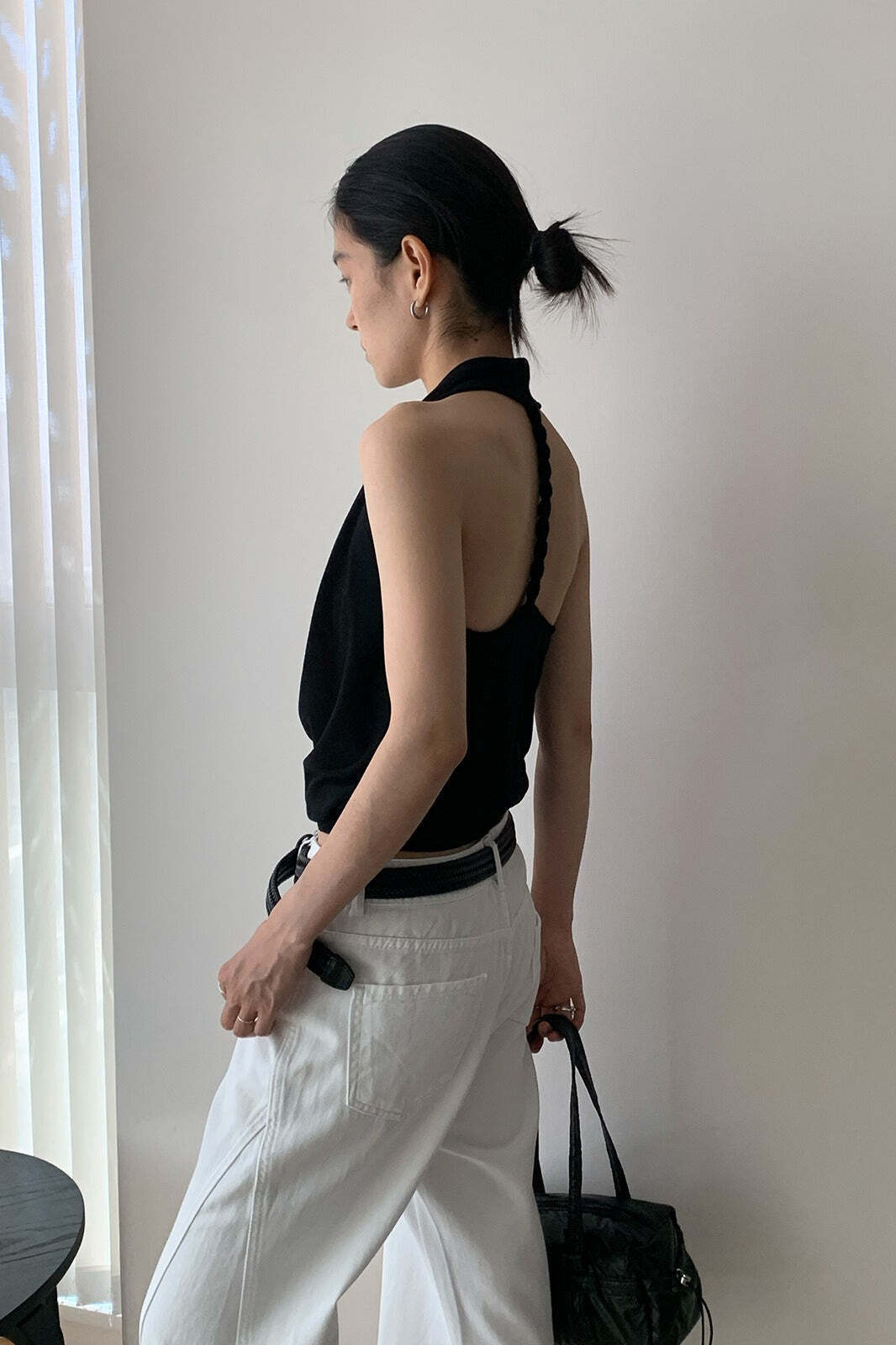 Elegant Solid Draped Neck Halter Top Elegant Solid Draped Neck Halter Top