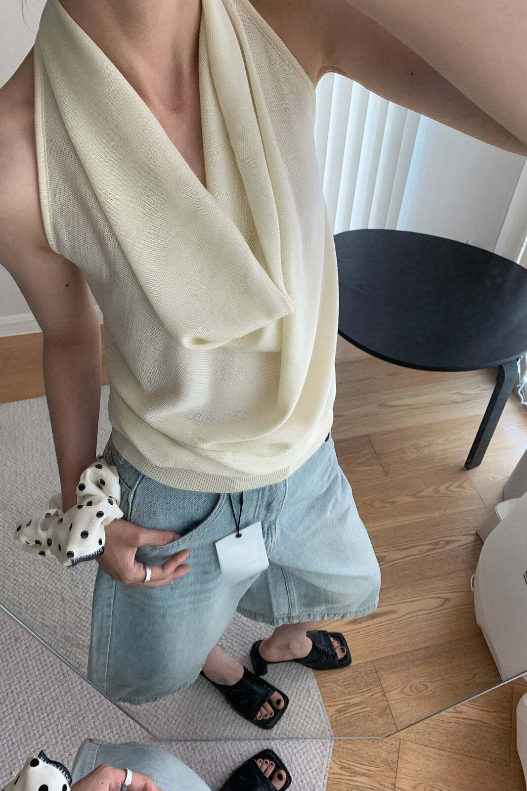 Elegant Solid Draped Neck Halter Top Elegant Solid Draped Neck Halter Top