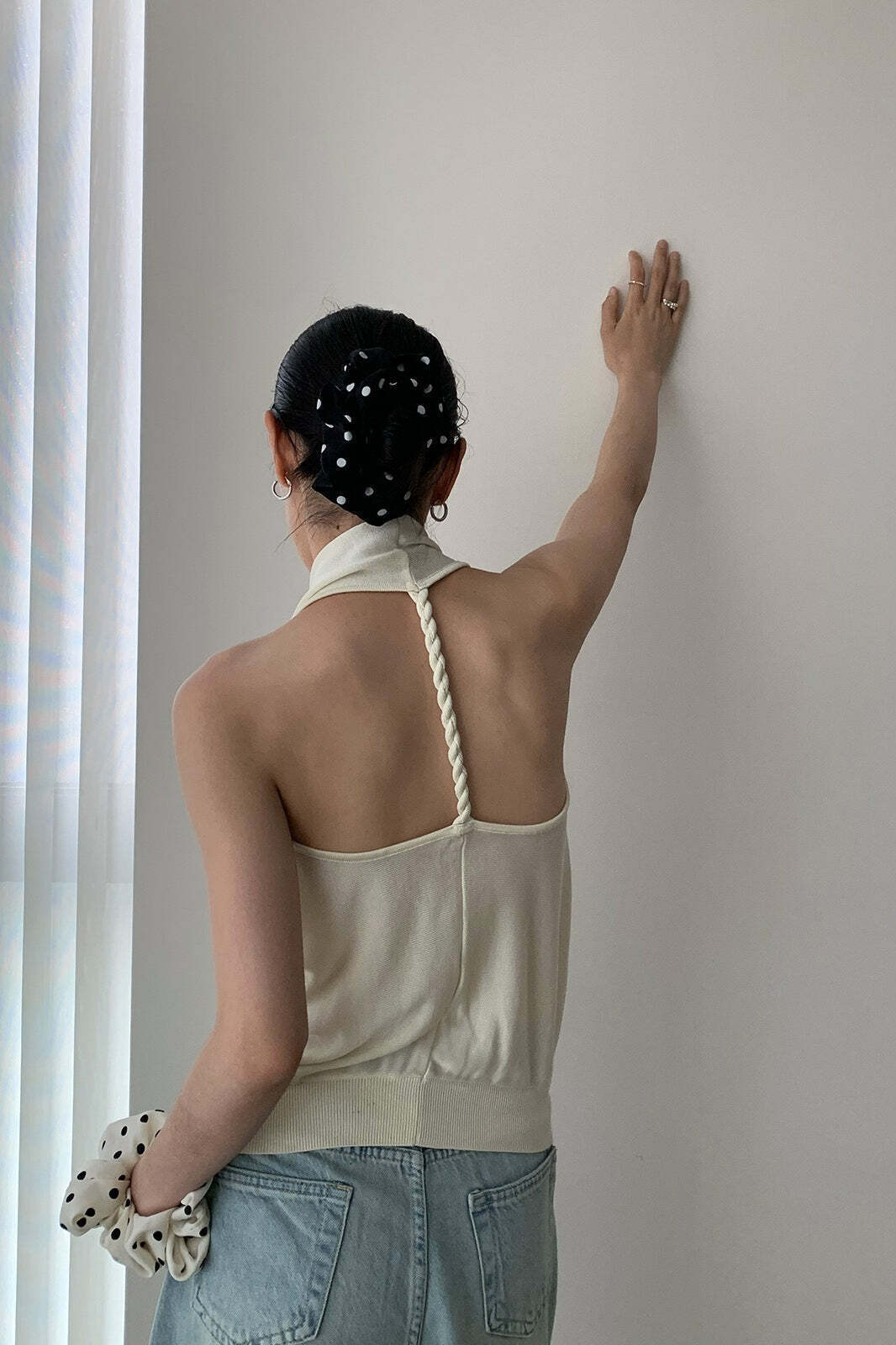 Elegant Solid Draped Neck Halter Top Elegant Solid Draped Neck Halter Top