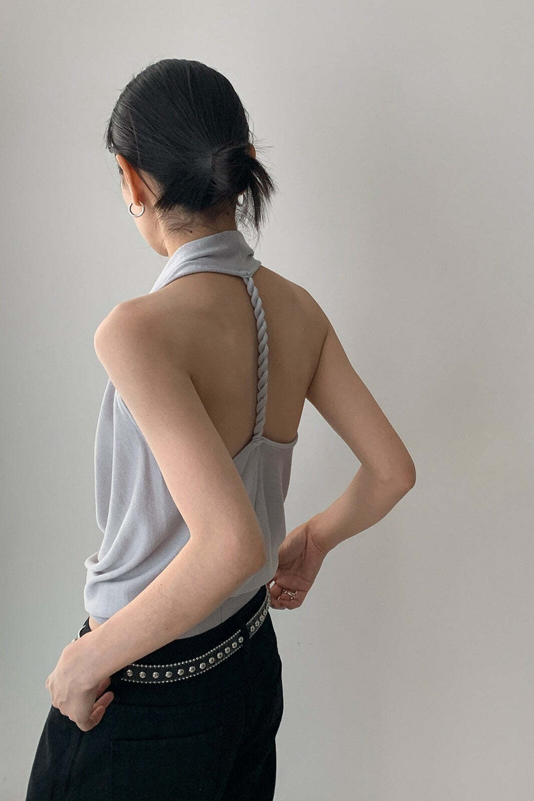 Elegant Solid Draped Neck Halter Top Elegant Solid Draped Neck Halter Top