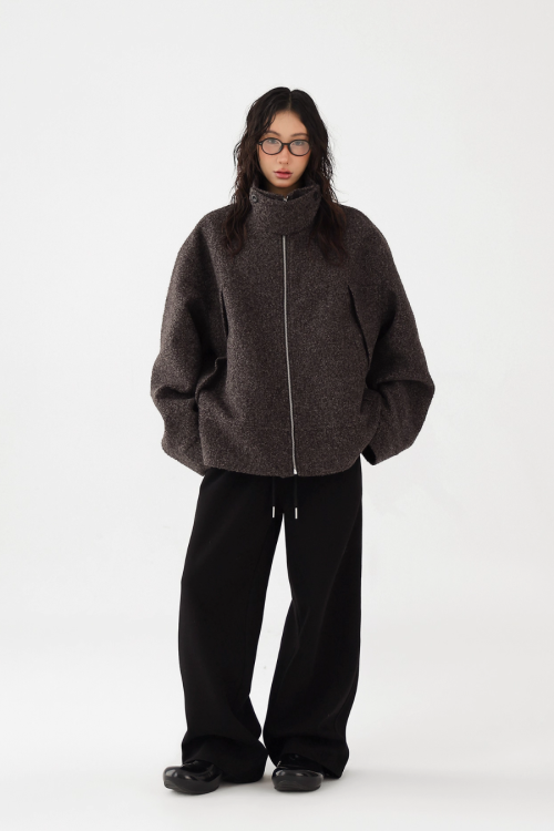 Elegant Stand Collar Wool Coat