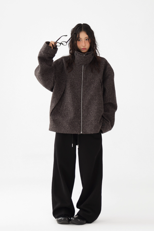 Elegant Stand Collar Wool Coat