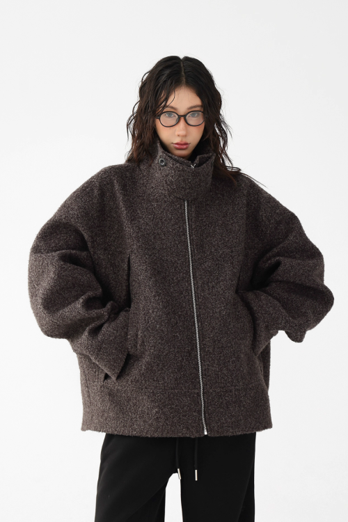 Elegant Stand Collar Wool Coat