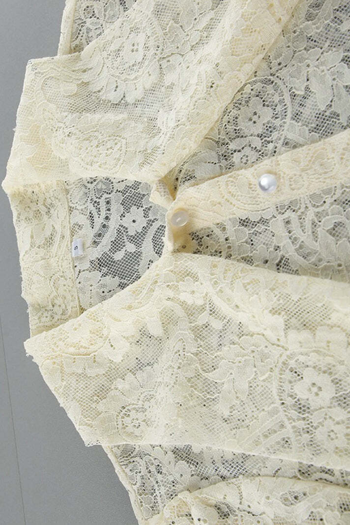 Elegant Tie Sheer Lace Long Sleeve Blouse Elegant Tie Sheer Lace Long Sleeve Blouse