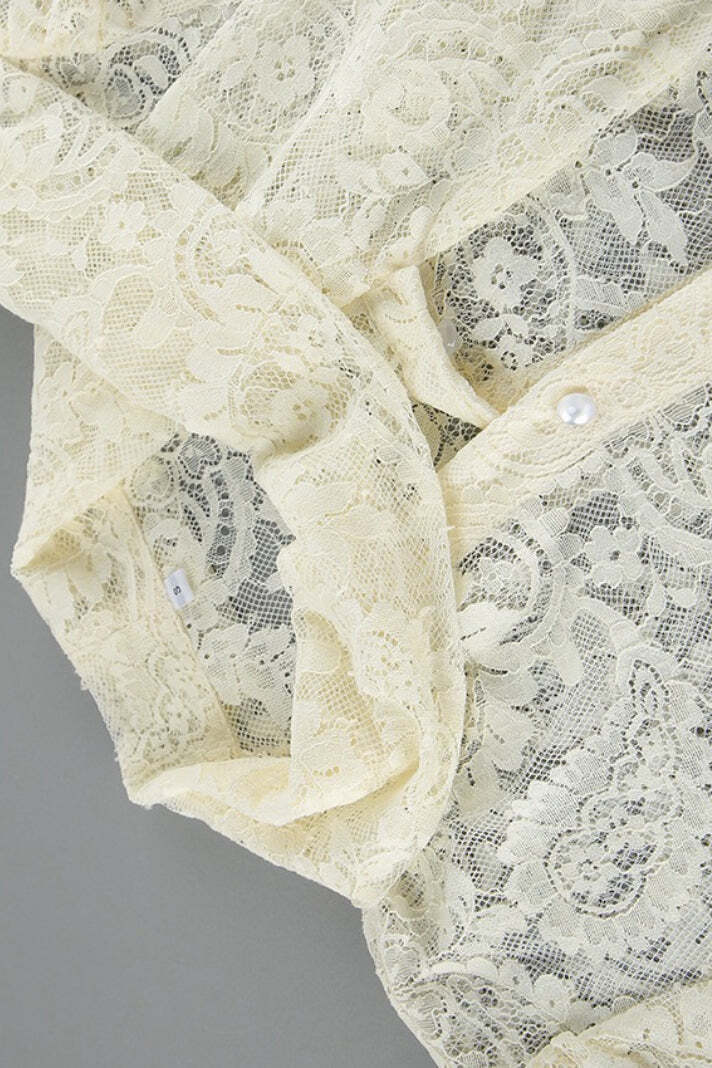 Elegant Tie Sheer Lace Long Sleeve Blouse Elegant Tie Sheer Lace Long Sleeve Blouse