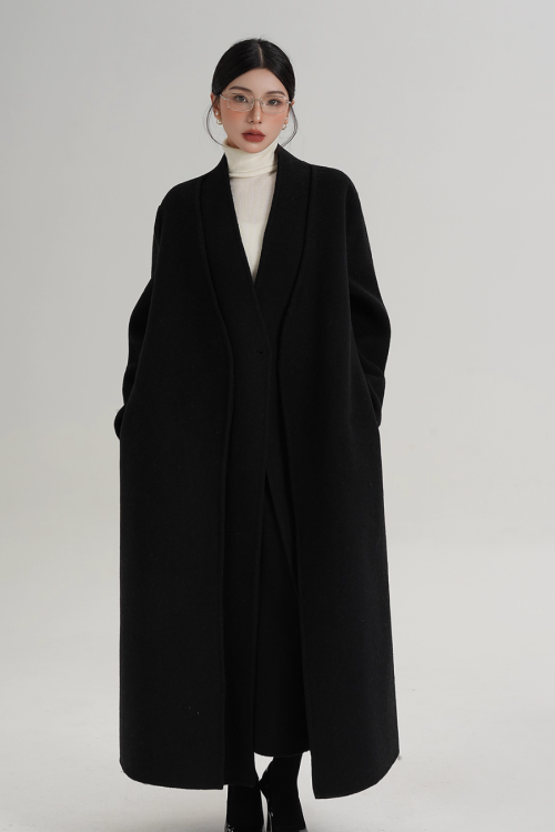 Elegant Wool Long Coat