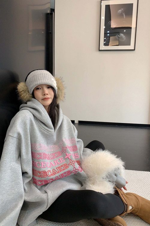 Embossed Logo Loose Hoodie