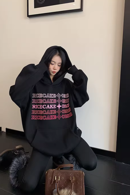 Embossed Logo Loose Hoodie