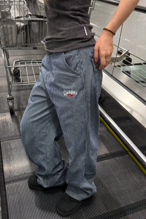 Embroidered Casual Stripe Jeans