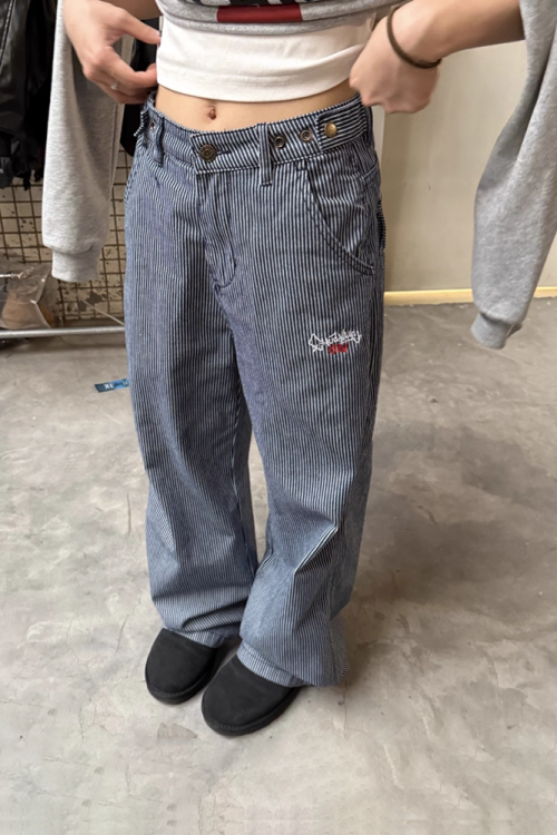 Embroidered Casual Stripe Jeans