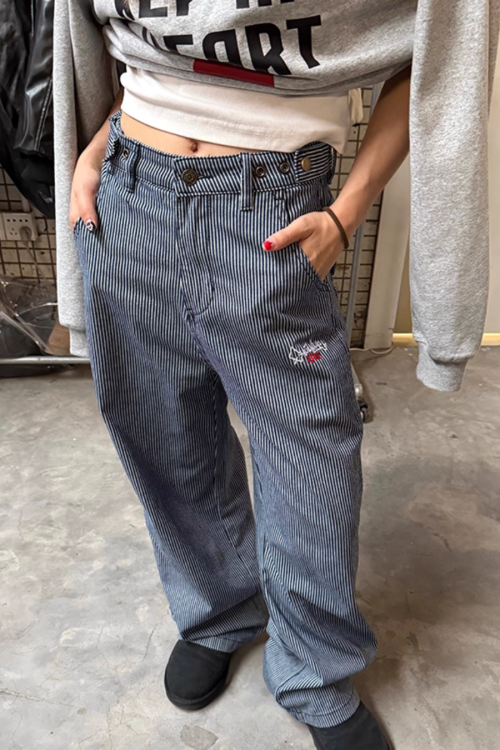 Embroidered Casual Stripe Jeans