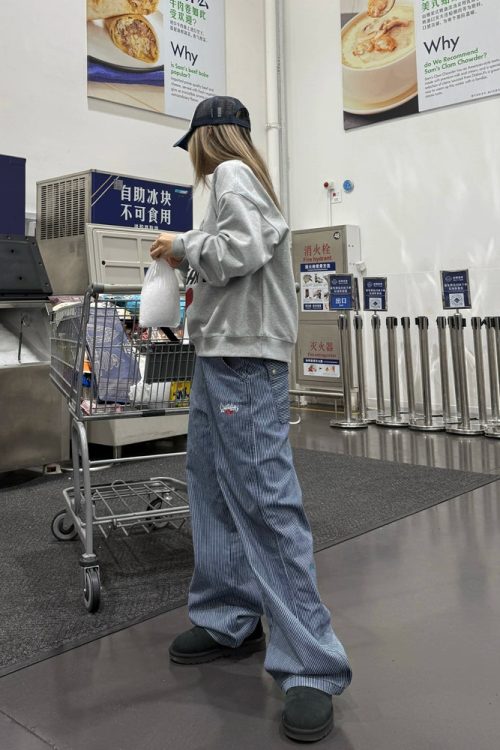 Embroidered Casual Stripe Jeans