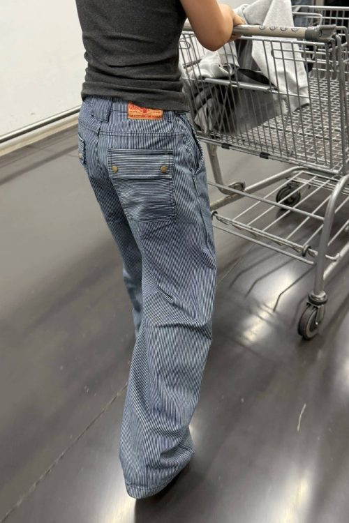 Embroidered Casual Stripe Jeans