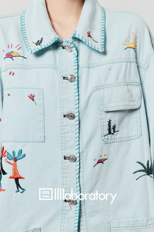 Embroidered Design Denim Shirt