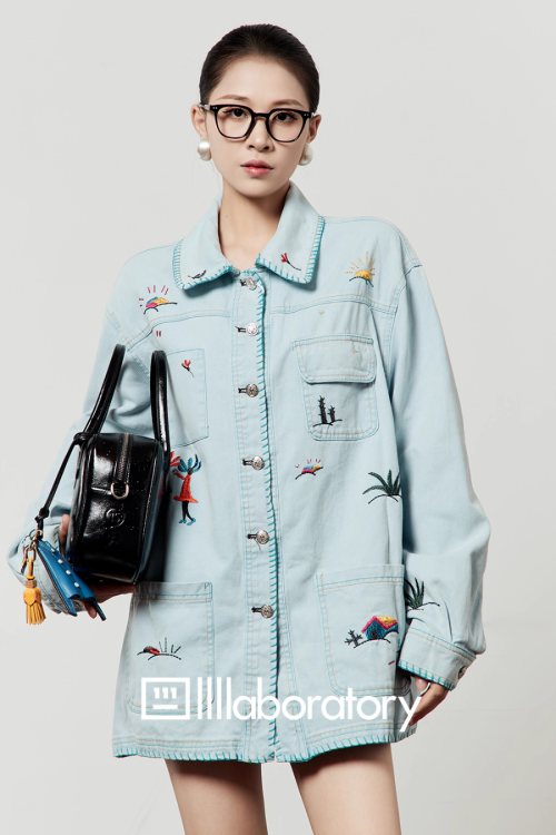 Embroidered Design Denim Shirt