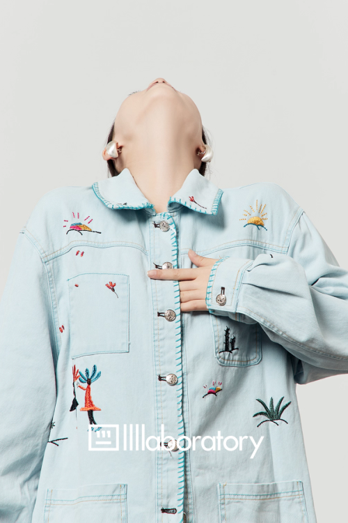 Embroidered Design Denim Shirt