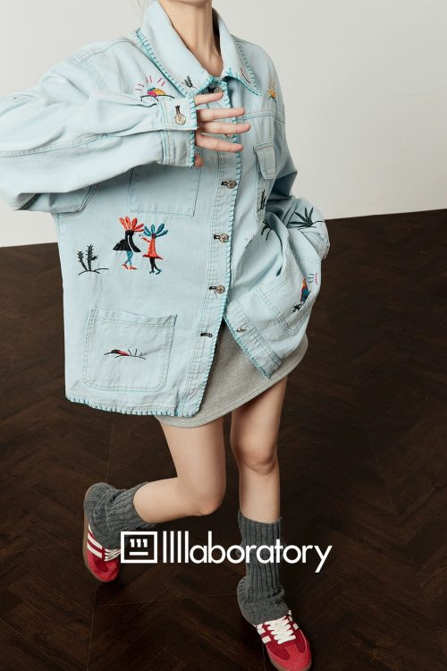 Embroidered Design Denim Shirt
