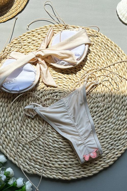 Embroidered Floral Bikini Set