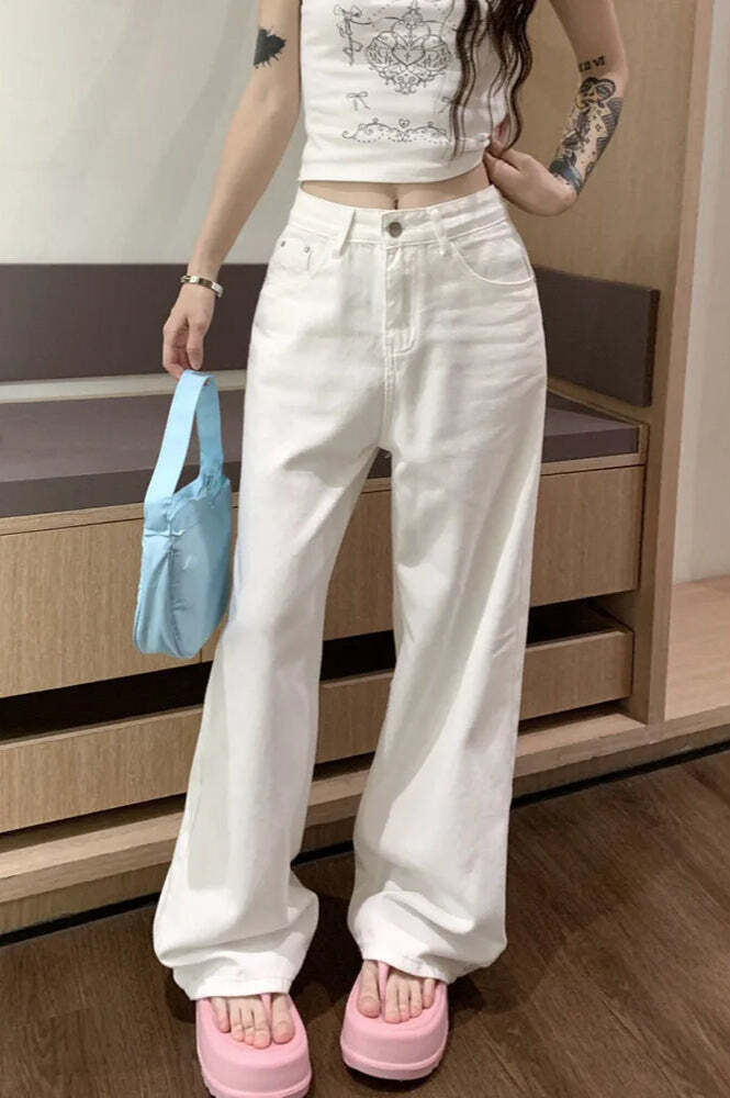 Embroidered Pink Bow Wide Leg Jeans Embroidered Pink Bow Wide Leg Jeans