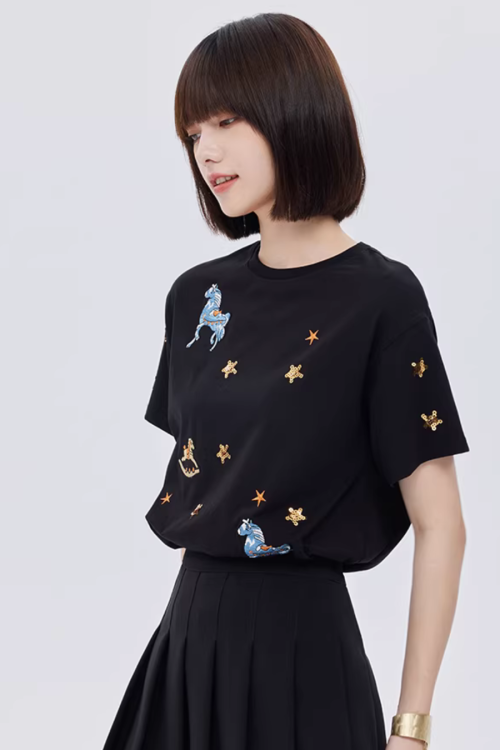 Embroidered Short-Sleeve T-Shirt