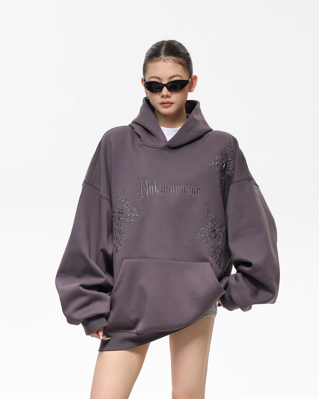 Embroidered Street Loose Hoodie Embroidered Street Loose Hoodie
