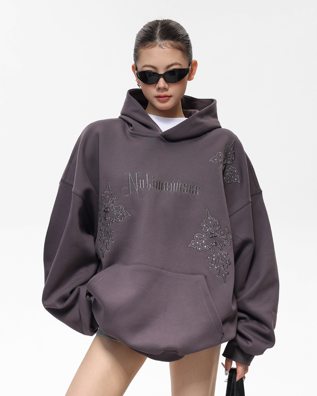 Embroidered Street Loose Hoodie Embroidered Street Loose Hoodie