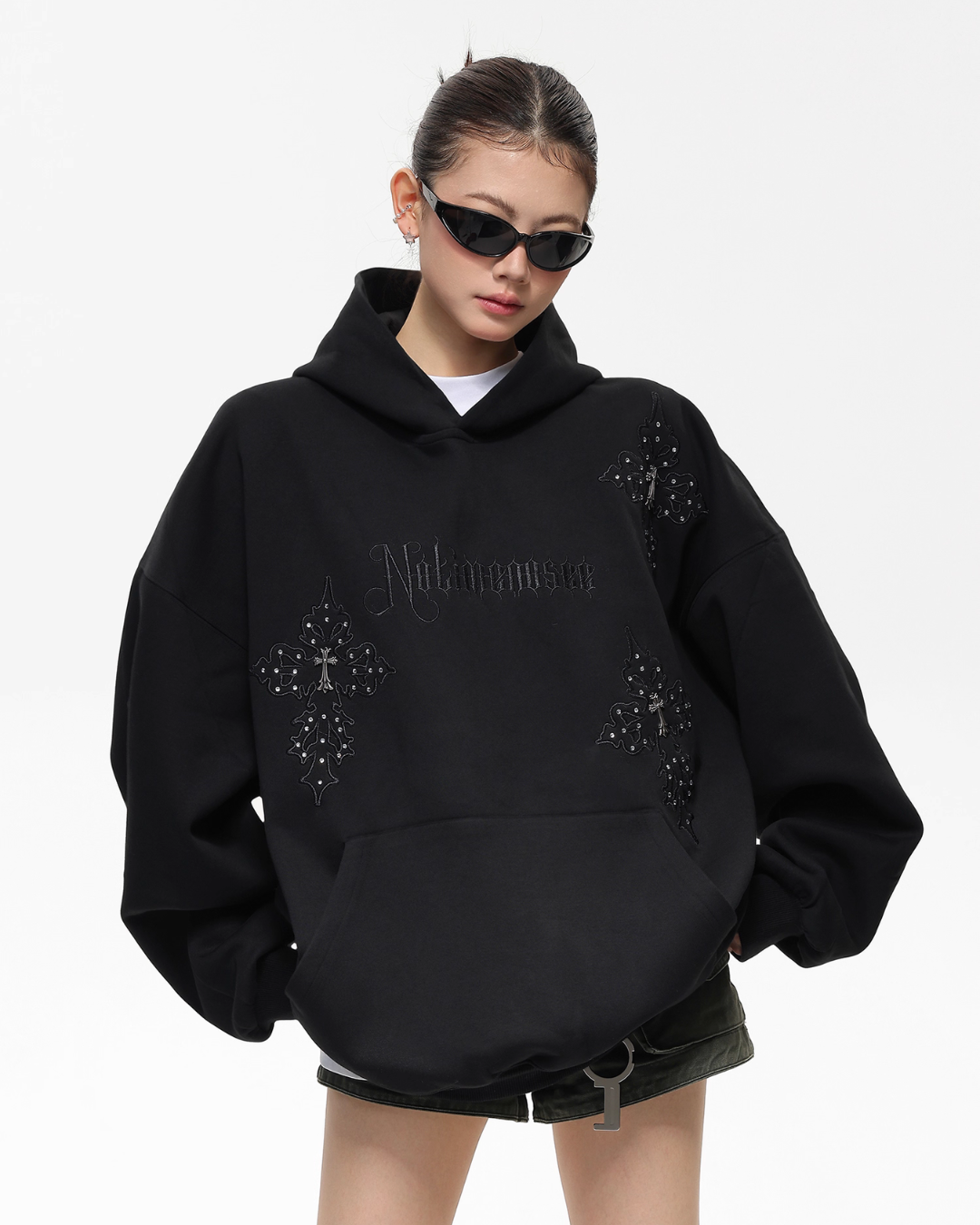 Embroidered Street Loose Hoodie Embroidered Street Loose Hoodie