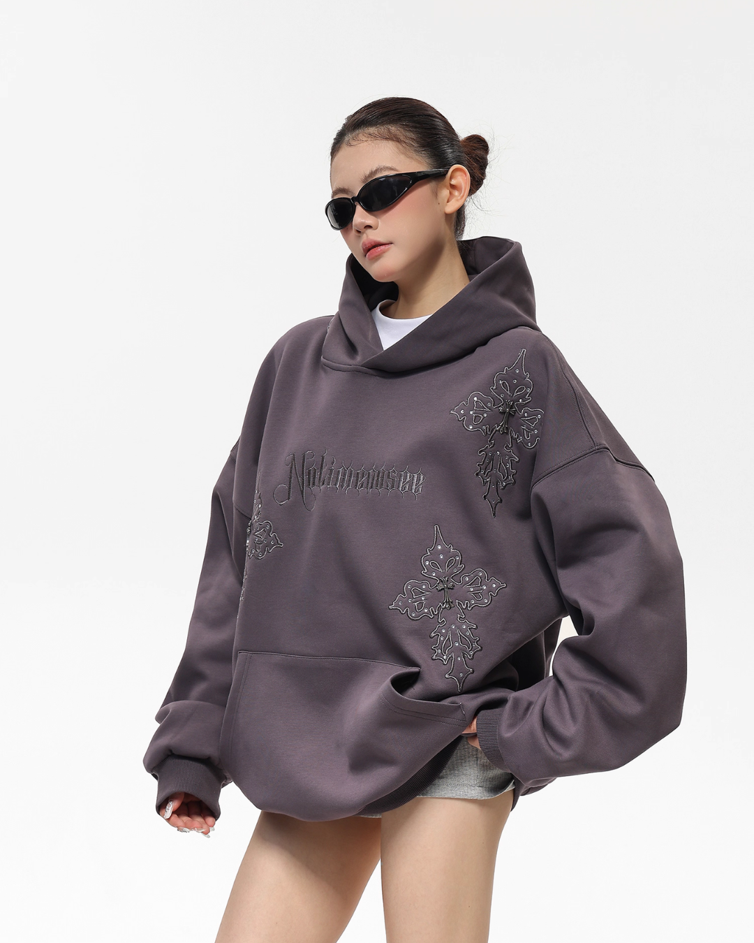 Embroidered Street Loose Hoodie Embroidered Street Loose Hoodie