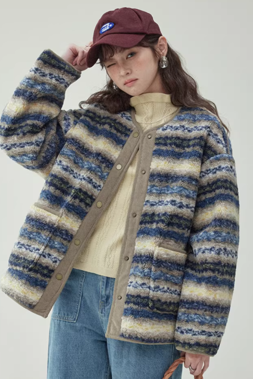 Ethnic Pattern Knit Jacket