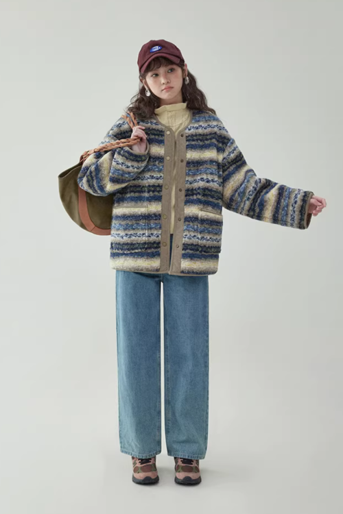 Ethnic Pattern Knit Jacket