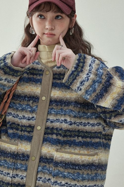 Ethnic Pattern Knit Jacket