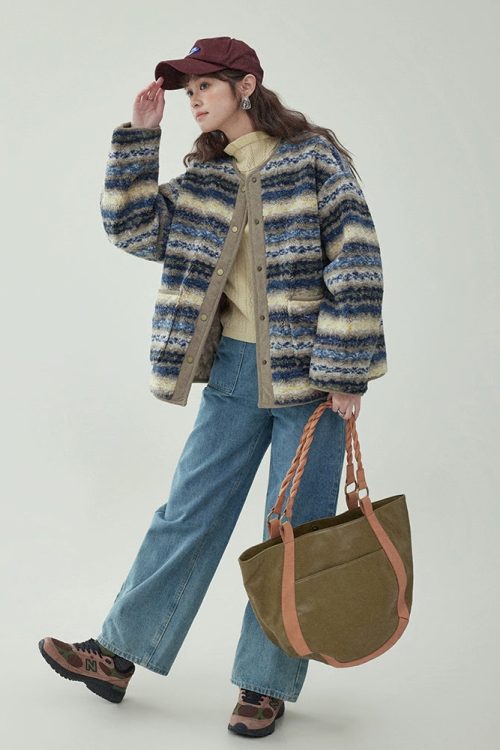 Ethnic Pattern Knit Jacket