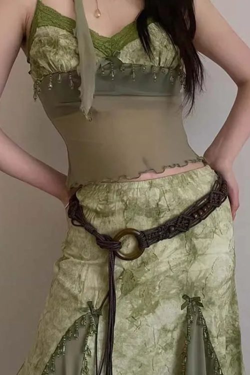 Fairy Grunge Beaded Macrame Belt