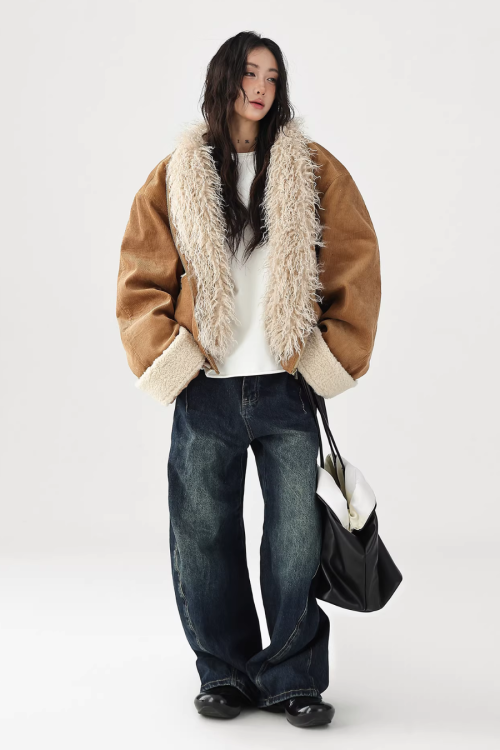 Fake Mouton Suede Coat