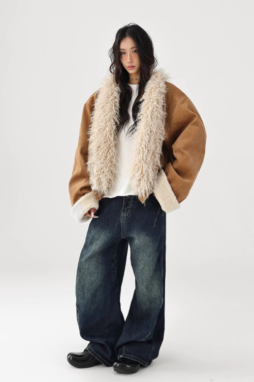 Fake Mouton Suede Coat