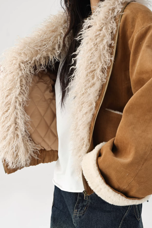 Fake Mouton Suede Coat