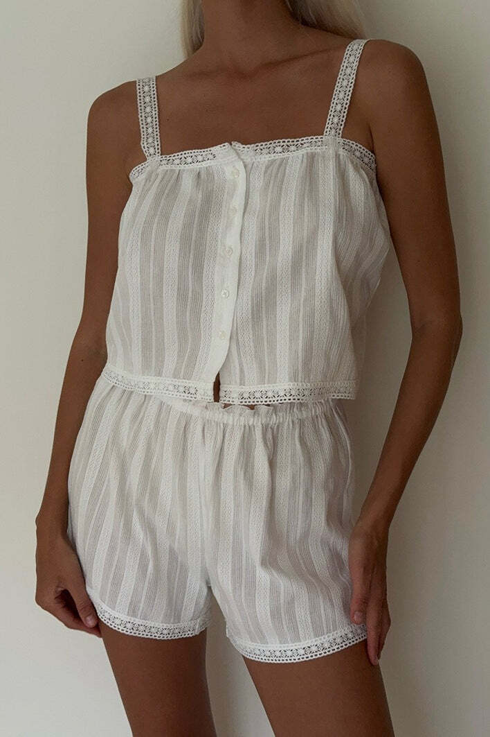 Fashion Cotton Cami Shorts Two Piece Set Fashion Cotton Cami Shorts Two Piece Set