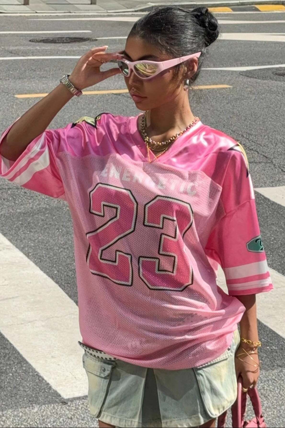 Fashion Loose Street Print Color Block Sporty T-shirt