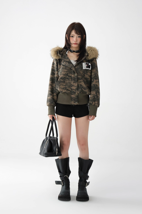 Faux Fur Camouflage Jacket