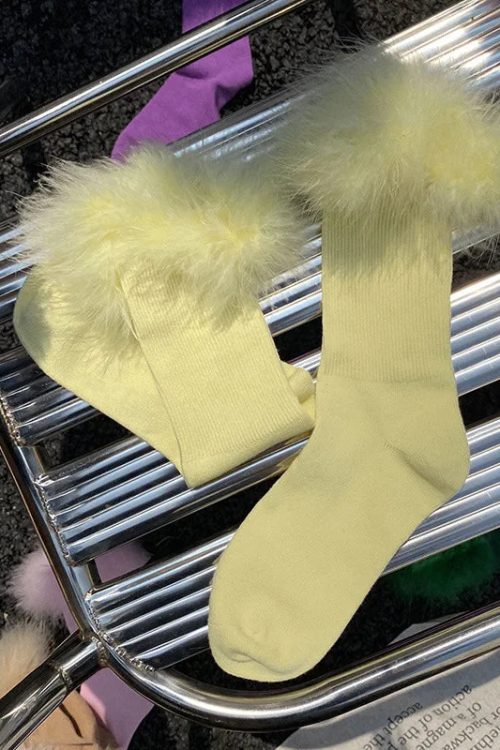 Faux Fur Cuff Knee Socks
