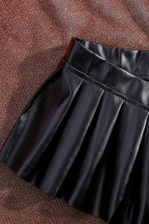 Faux Leather Pleated Micro Skirt