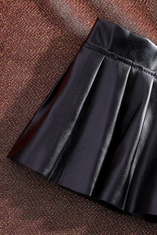 Faux Leather Pleated Micro Skirt