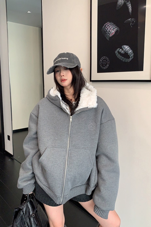 Fleece Lined Knit Hoodie