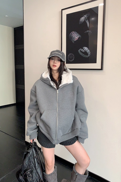 Fleece Lined Knit Hoodie