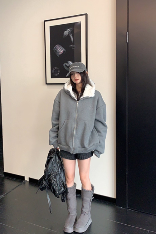 Fleece Lined Knit Hoodie