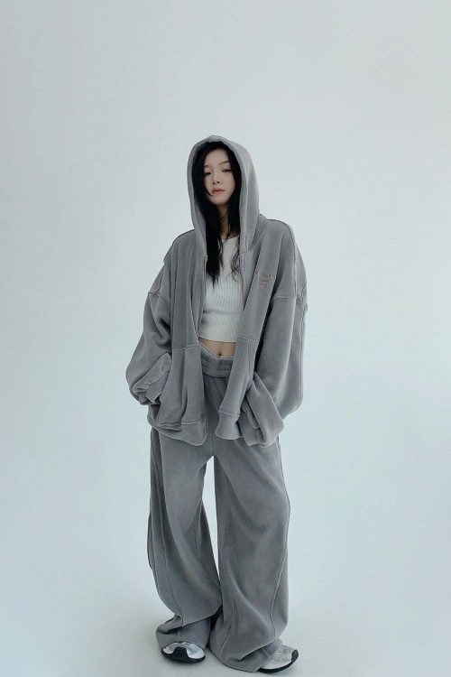 Fleece Zip-Up Hoodie / Fleece Wide Pants