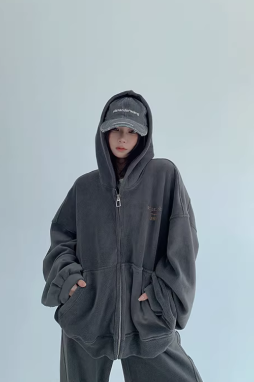Fleece Zip-Up Hoodie / Fleece Wide Pants