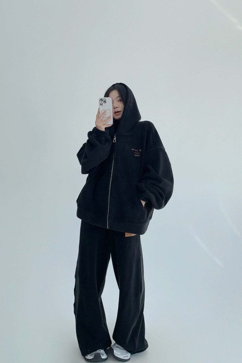 Fleece Zip-Up Hoodie / Fleece Wide Pants